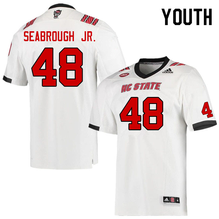 Youth #48 Fred Seabrough Jr. NC State Wolfpack College Football Jerseys Sale-White - Click Image to Close
